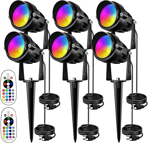 Foco de Navidad de Halloween para exteriores, luces LED de paisaje de 10 W, luces LED de paisaje al aire libre con 16 cambios de color para