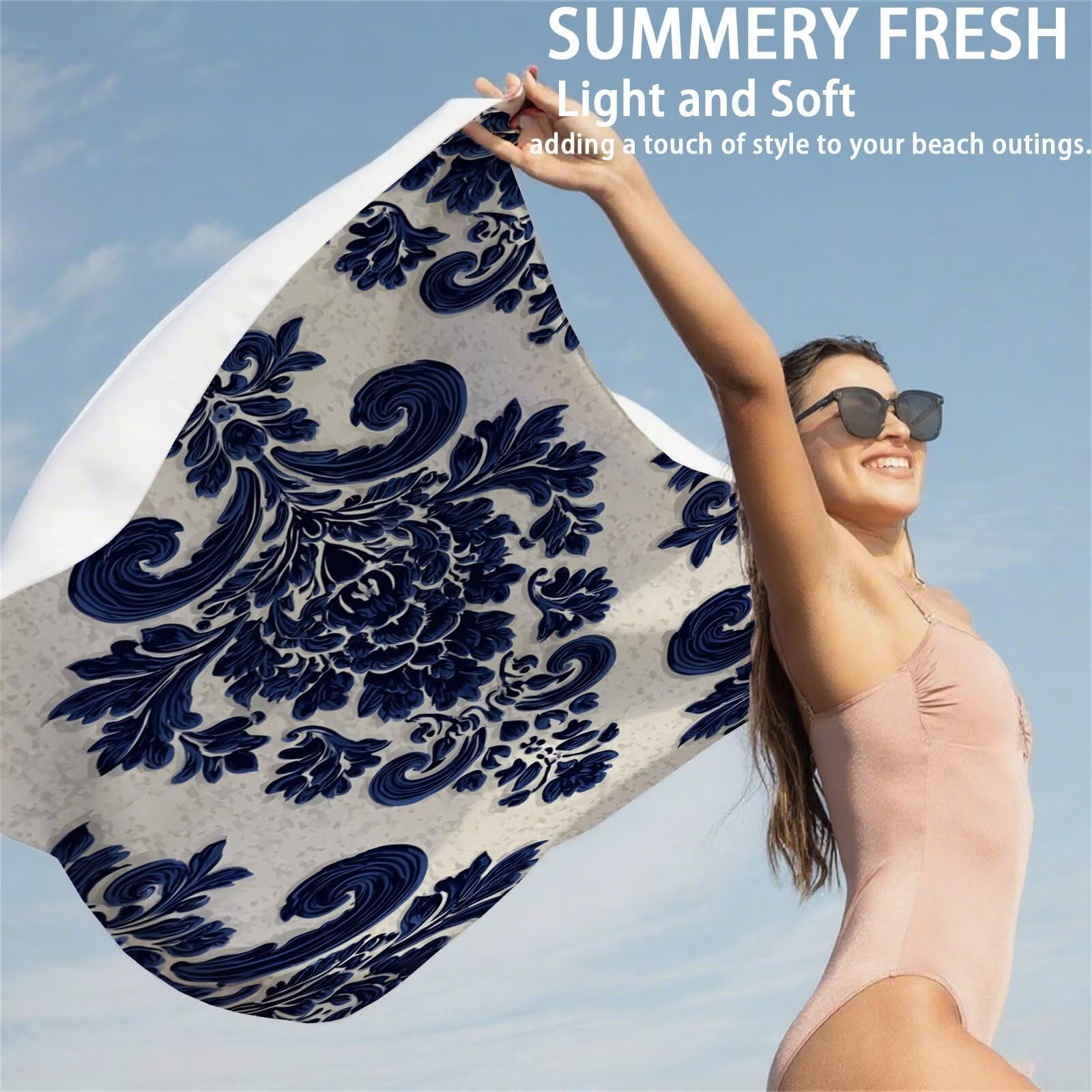 Duży ręcznik z mikrofibry 100x200cm Ręcznik plażowy Wzór Ręczniki plażowe Szybkoschnący, Ręczniki kąpielowe z torbą, Ręcznik plażowy Mandala Antypiaskowy Lekki do basenu Pływanie Joga Siłownia Sport