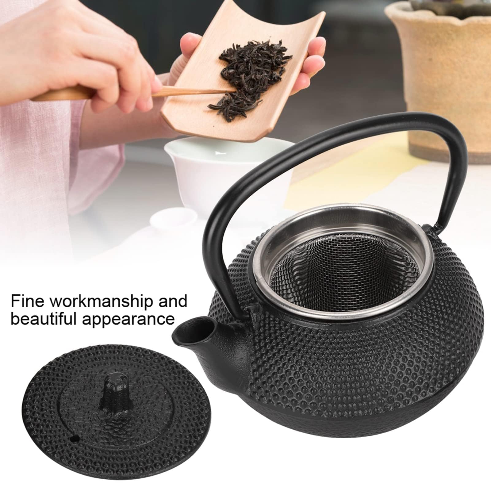 Teiera in Ghisa, capacità 0.3 Litri Teiera Vintage con Colino Rimovibile Teiera in Ghisa Giapponese Teakettle Pentola in Ferro Asia Giappone Style Teiera Antica Il Regalo Perfetto per Un Amico