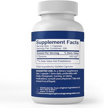 PURE ORIGINAL INGREDIENTS, L-Tyrosine, 100 Capsules