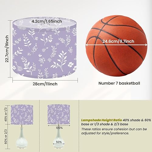 Vista 3 de boho Lampshades Lamp Shades 11"x11"x9" Violet Scripture Leaves Flowers Branches Floral Motifs Organic Shapes Light Shade for Table Lamps Floor Lamps