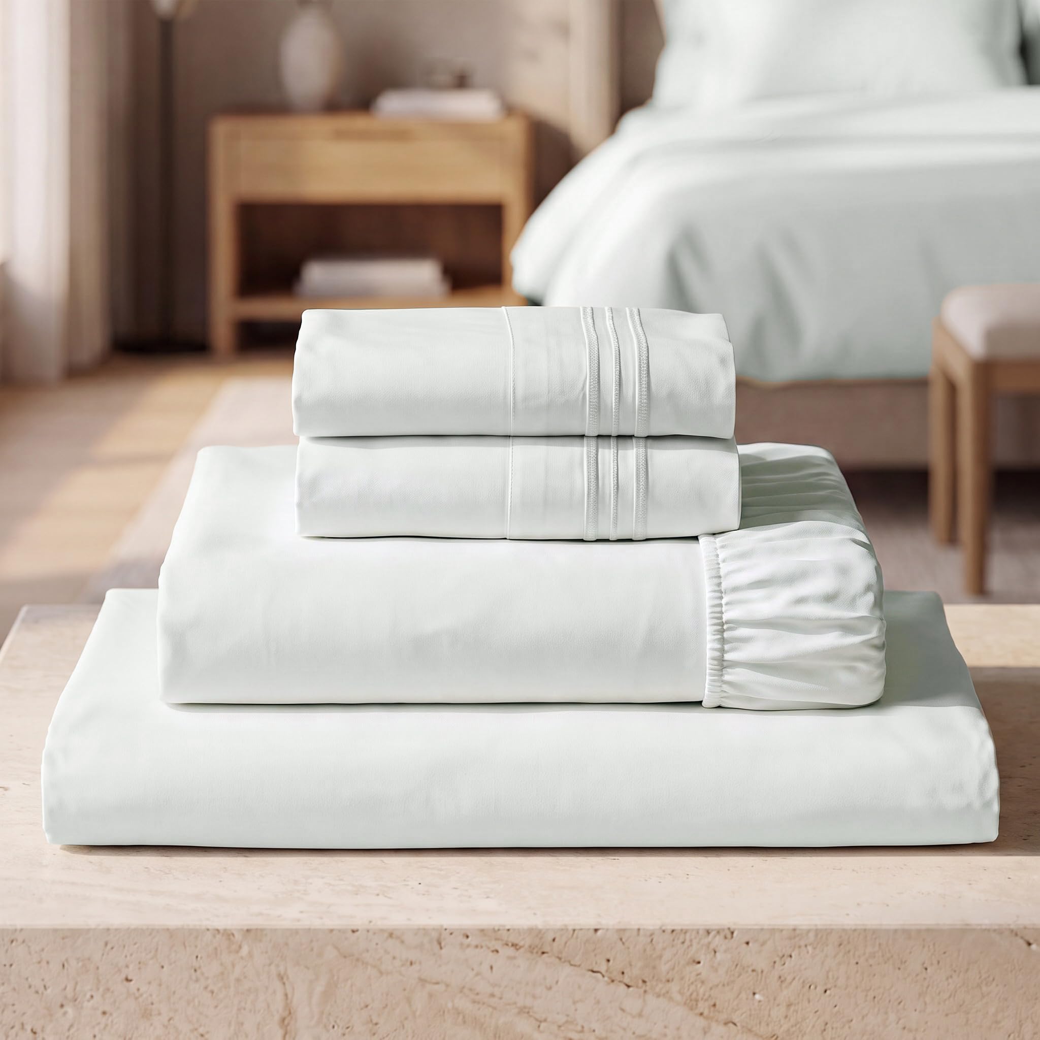 Mellanni Iconic 4-Piece, Ultra Soft Sheet Set (King, Ivory)