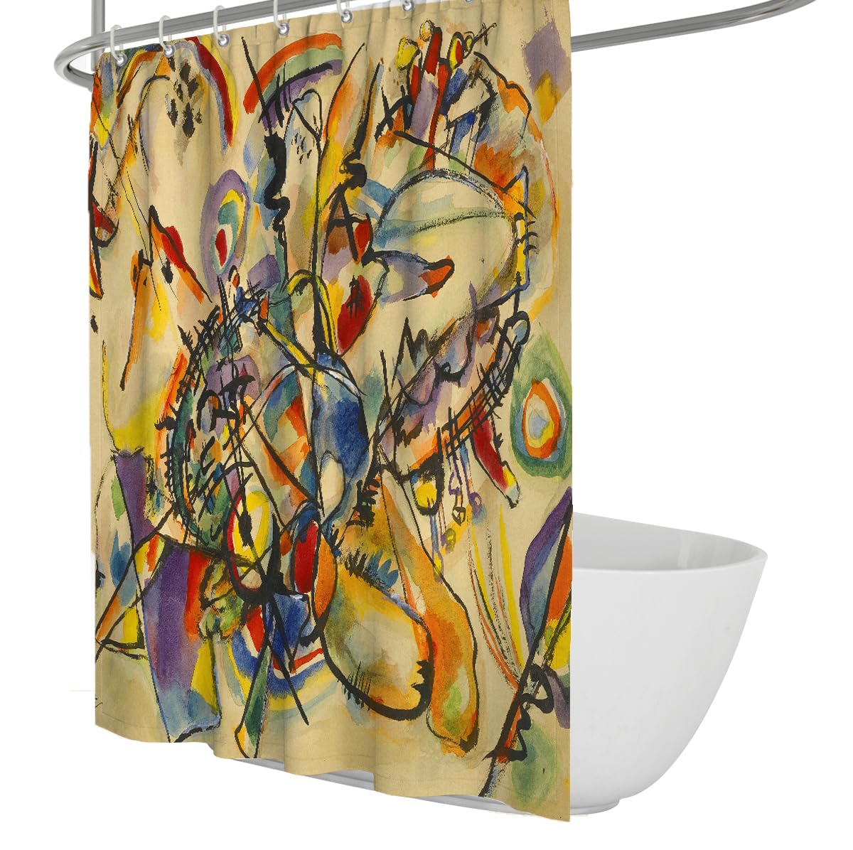 Olliar Home Shower Curtain Watercolor Art S For Bathroom 180X180 Retro Abstract Decor Art Style Restroom Bath Curtain Polyester Fabric Waterproof Bathtub Curtains