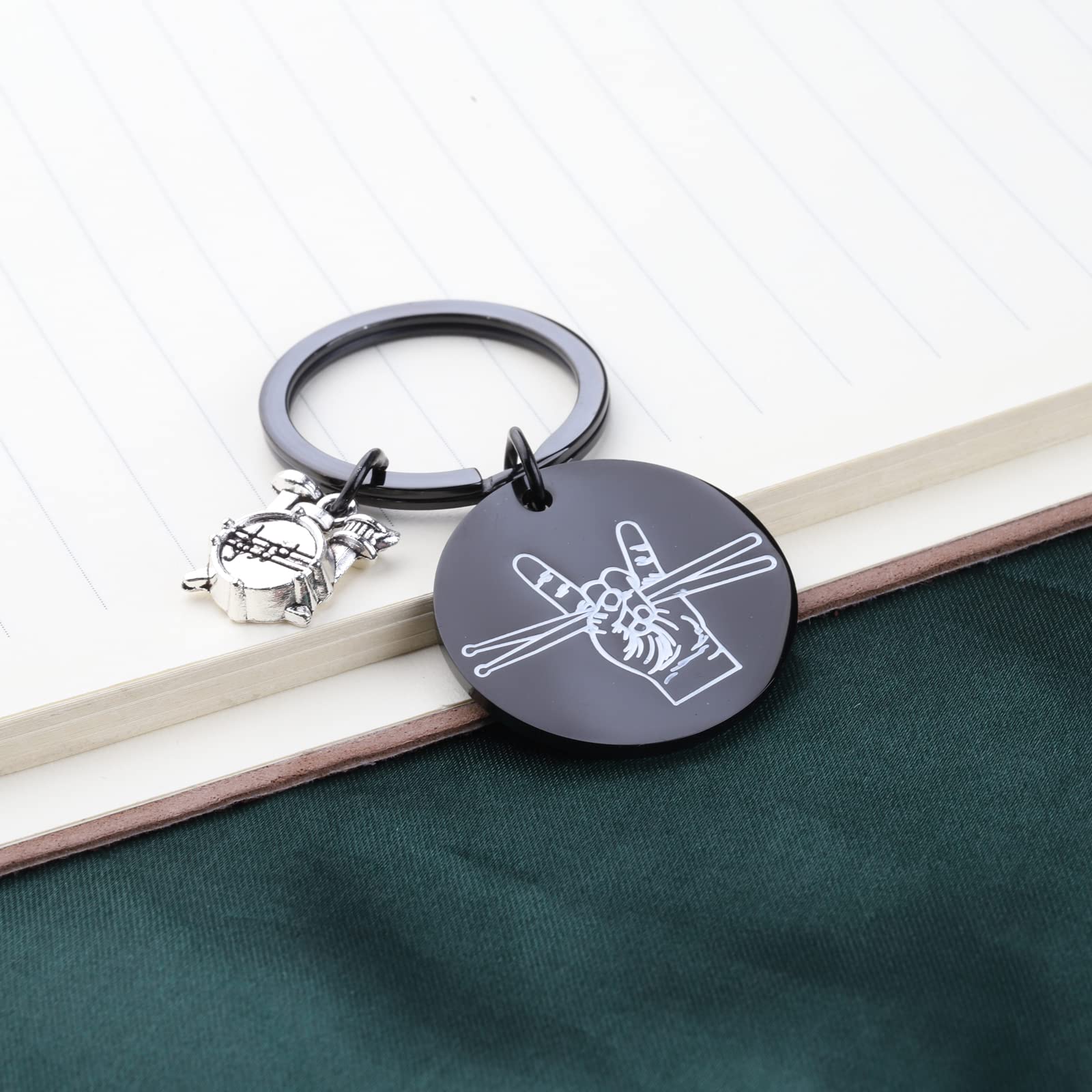 PLITI Porte-clés pour batteur - Cadeau pour musicien - Baguette et kit de batterie - Bijoux de percussion - Cadeau pour batteur - Cadeau pour percussionniste