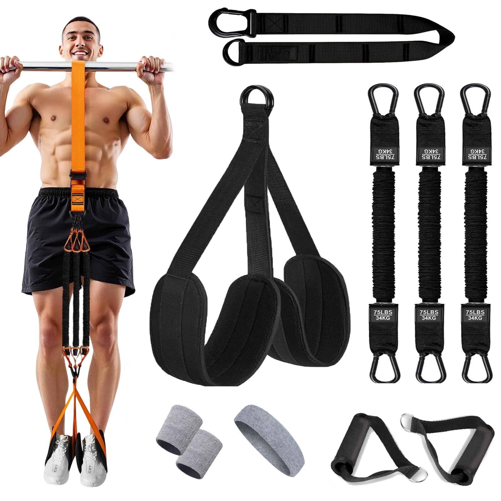 Steadilty - Fasce per trazioni, resistenti, per allenamento di resistenza, regolabili, per allenamento a casa, palestra, fitness