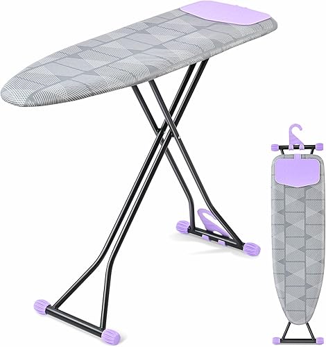 APEXCHASER Tabla de planchar, tabla de planchar con soporte para plancha, cubierta extra gruesa y almohadilla, altura ajustable, fácil