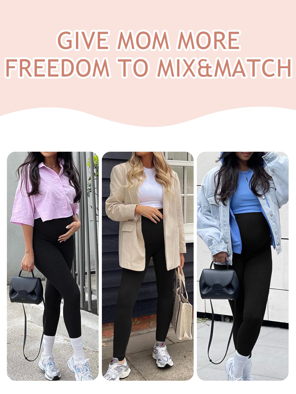 Leggings premaman sopra la pancia, pantaloni da donna a vita alta per gravidanza, allenamento attivo, con tasche, confezione da 1 e 2