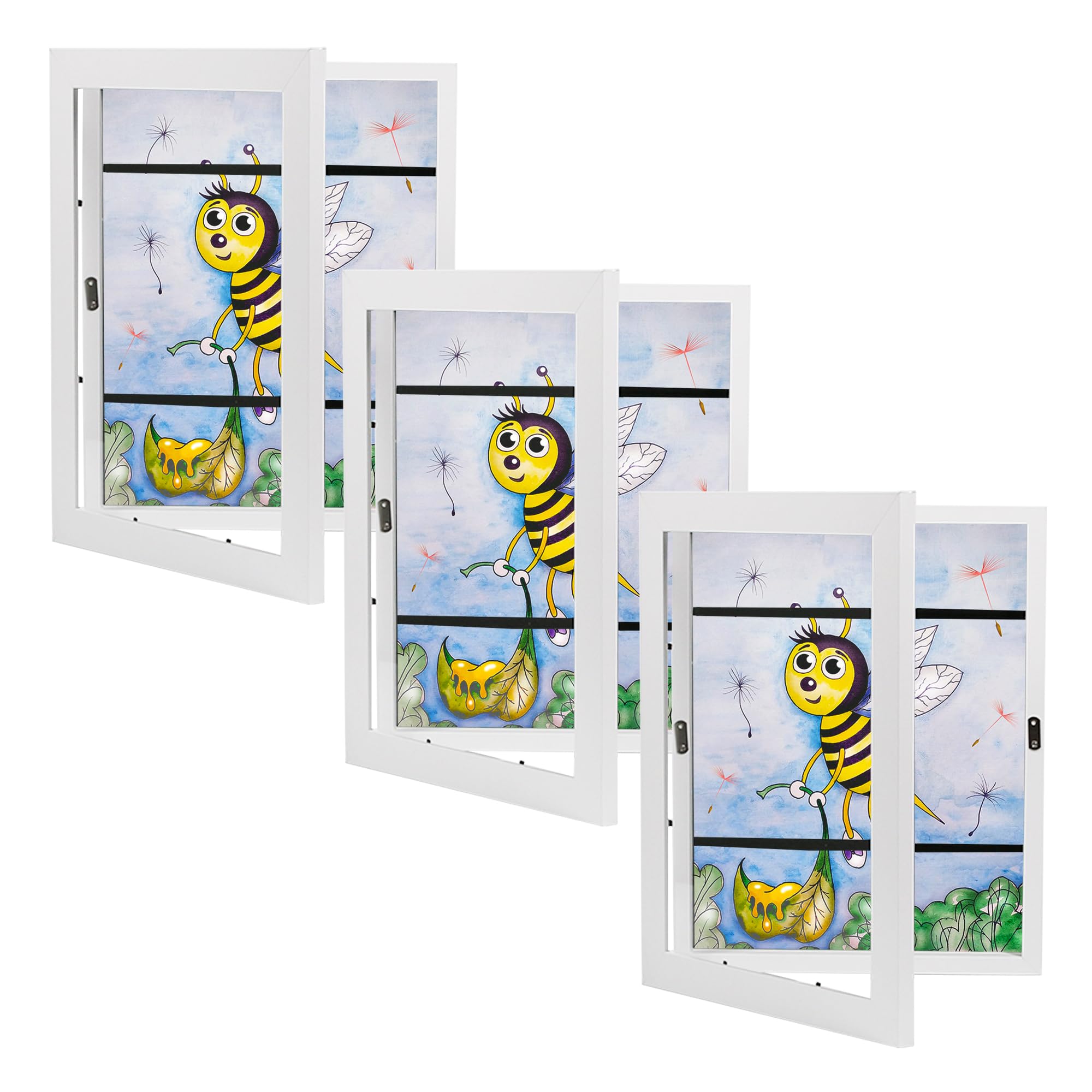Sunnyglade 3 Pack Kids Art Frames, 8.5x11 Front Loading Kids Artwork Frames Changeable Display, Storage Frames for Holds 70 Pieces Children Artwork, for Wall&Table, Hanging Art, Crafts (White)