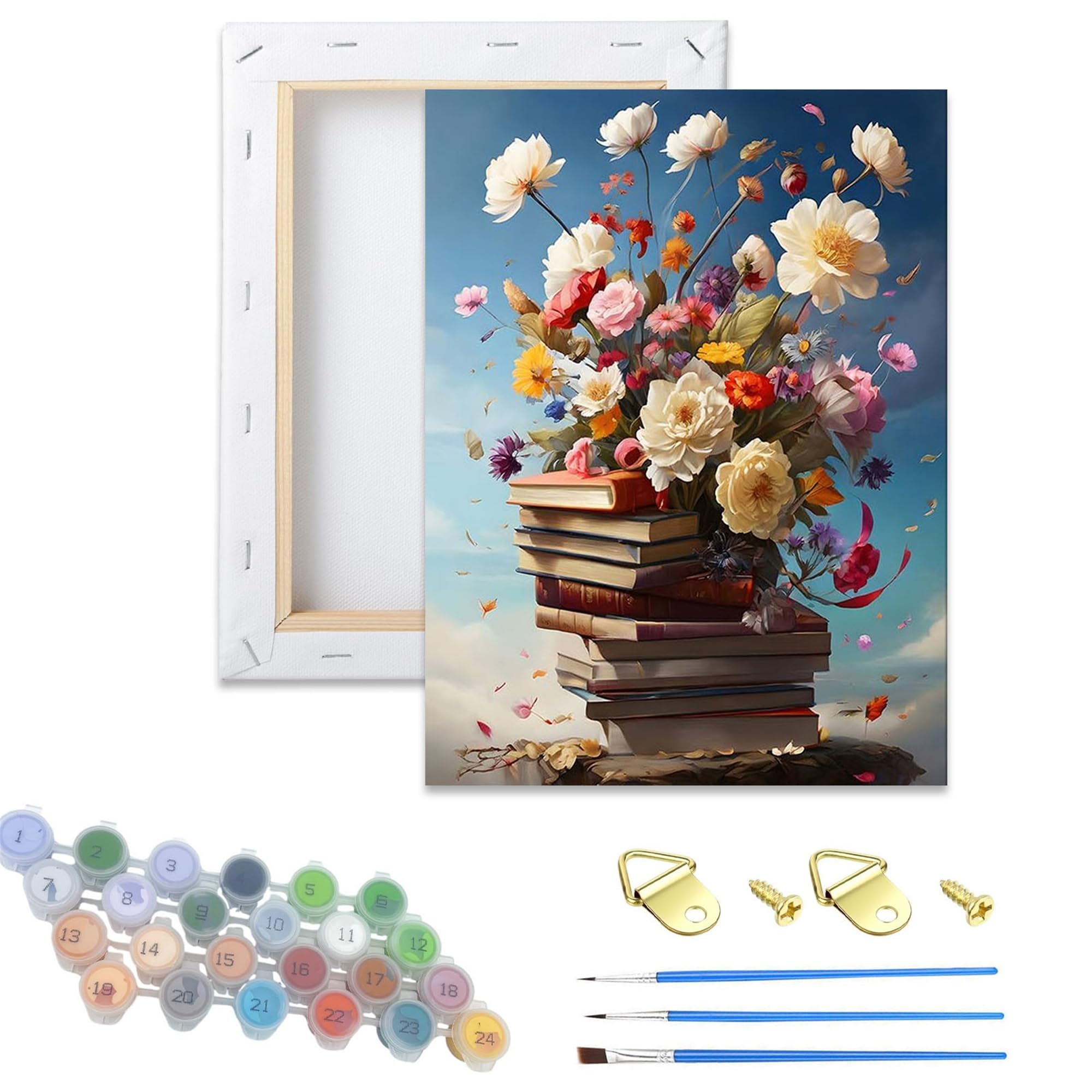 Zhosoho Flower Paint By Numbers For Adults,Diy Painting Kits For Adult,Color By Numbers Acrylic,Paint By Number Canvas Crafts Watercolor For Beginner Home Decor (Flower)