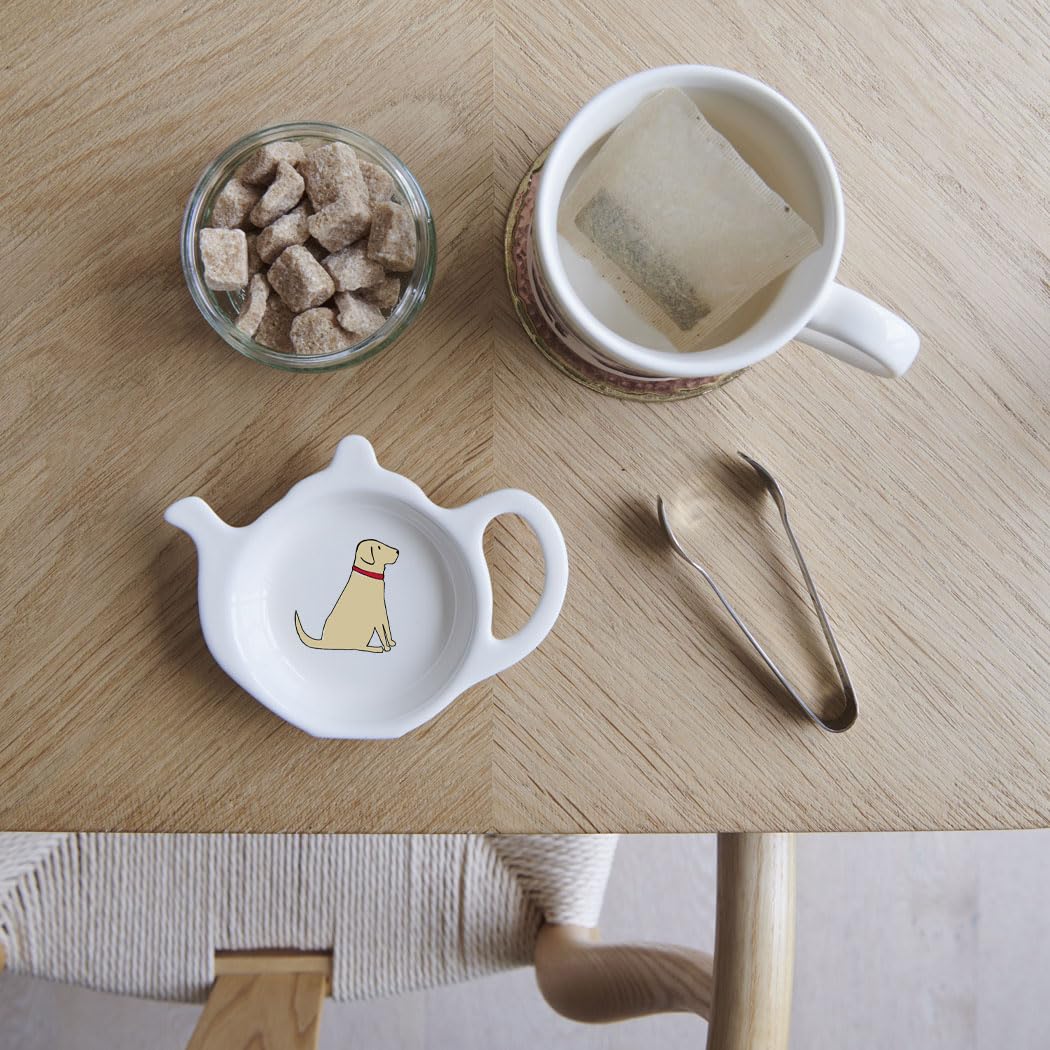 Sweet William Designs Yellow Sweet William Teabag Dish, Teapot Shape, Labrador