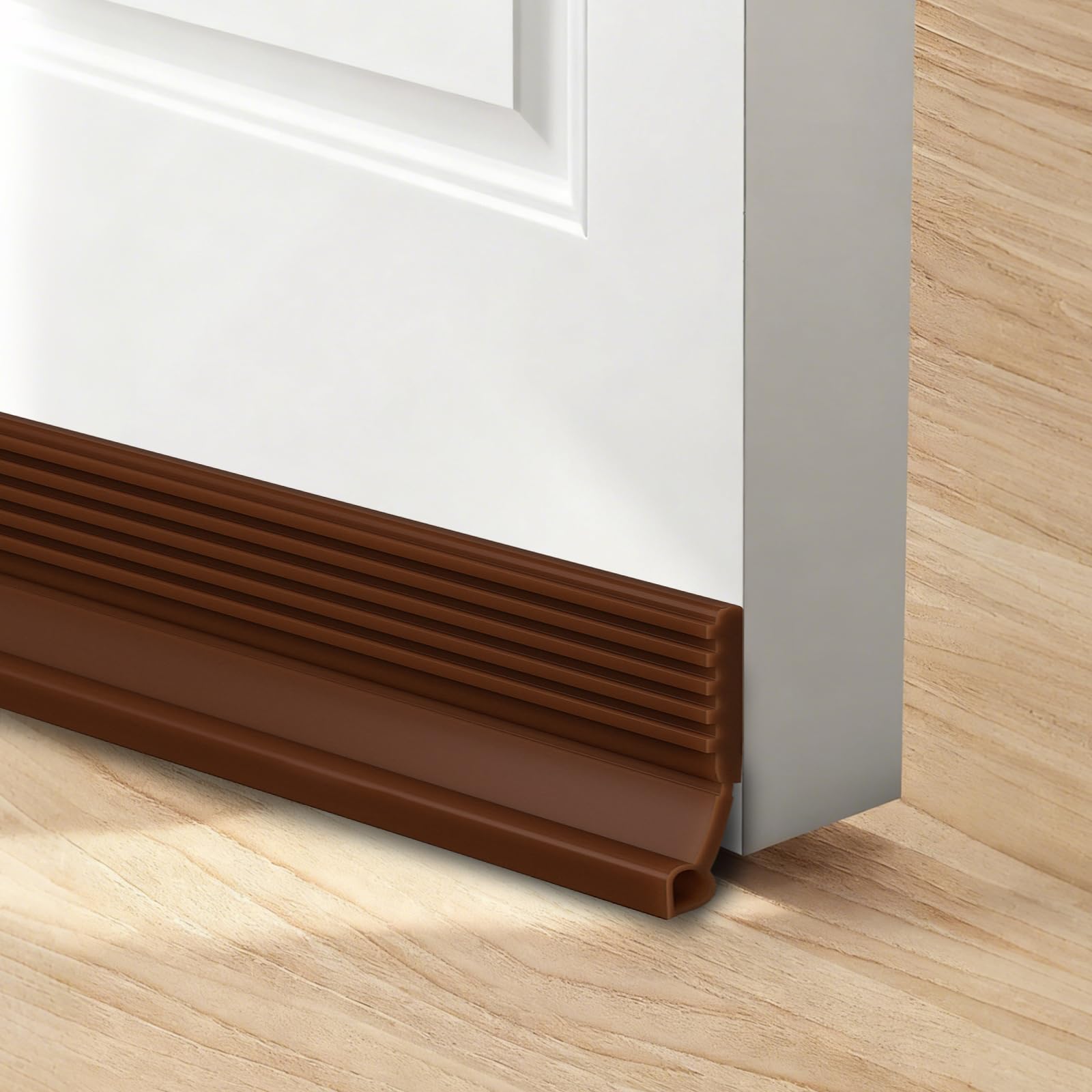 Aartner Large Gap Door Draft Stopper,39"/1M Draft Excluder for Doors, Self Adhesive Draught Widened phylum Sweep for Bottom of Subkingdom,Guard Against Drafts, Dust, Noise (Brown, 1 * 1m-28mm)