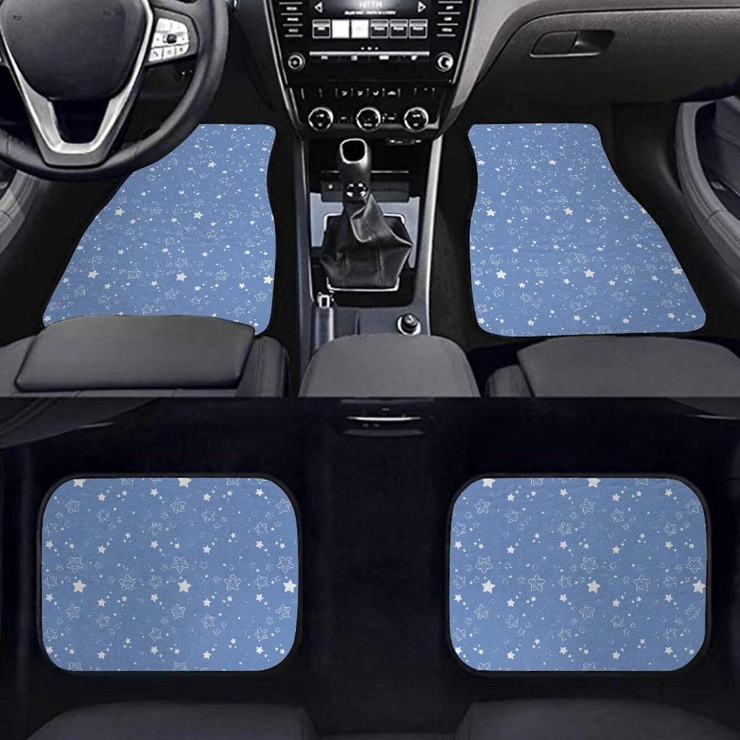 Stars Blue Print Ultimate Protection Car Floor Mats Front Rear All Weather Keep Car Clean