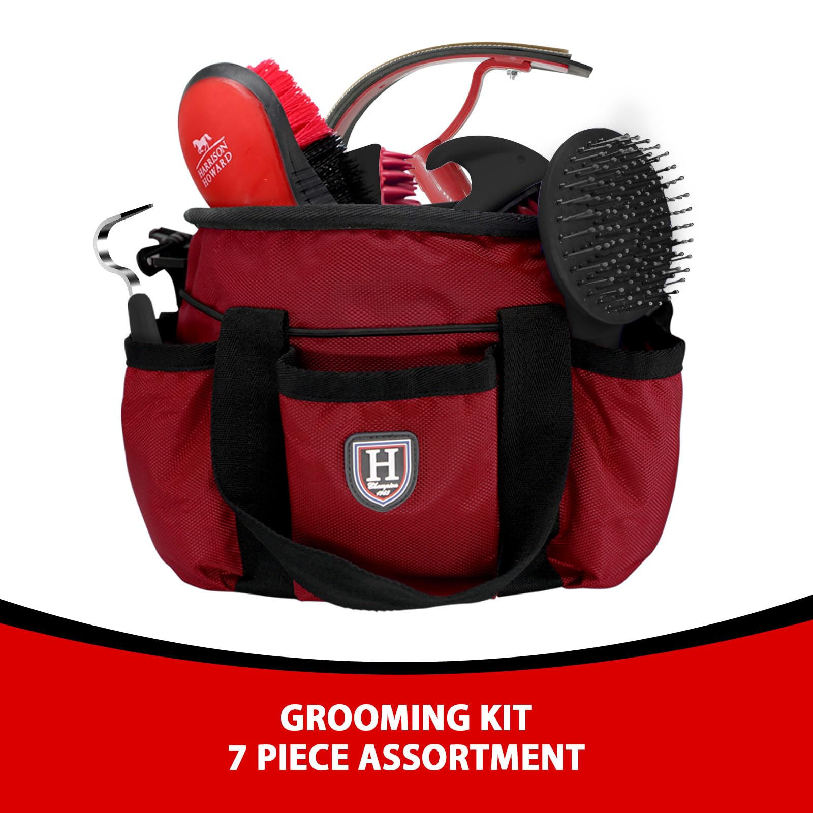 Horse Brush Set Harrison Howard 7-Piece Horse Grooming Kit With