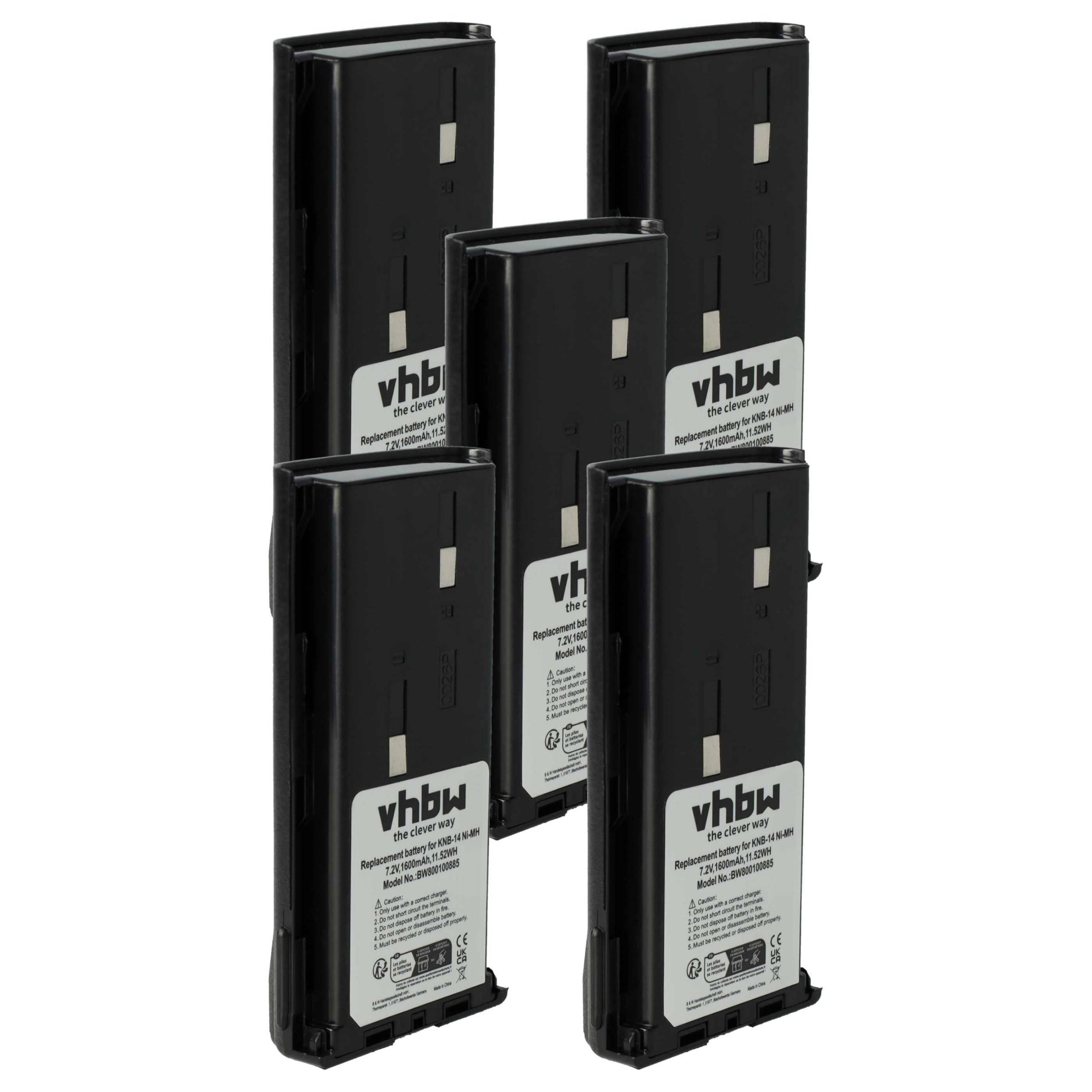 vhbw 5 x bateria do radia Kenwood KNB-20N, KNB-21 do radia (1600 mAh, 7,2 V, NiMH)