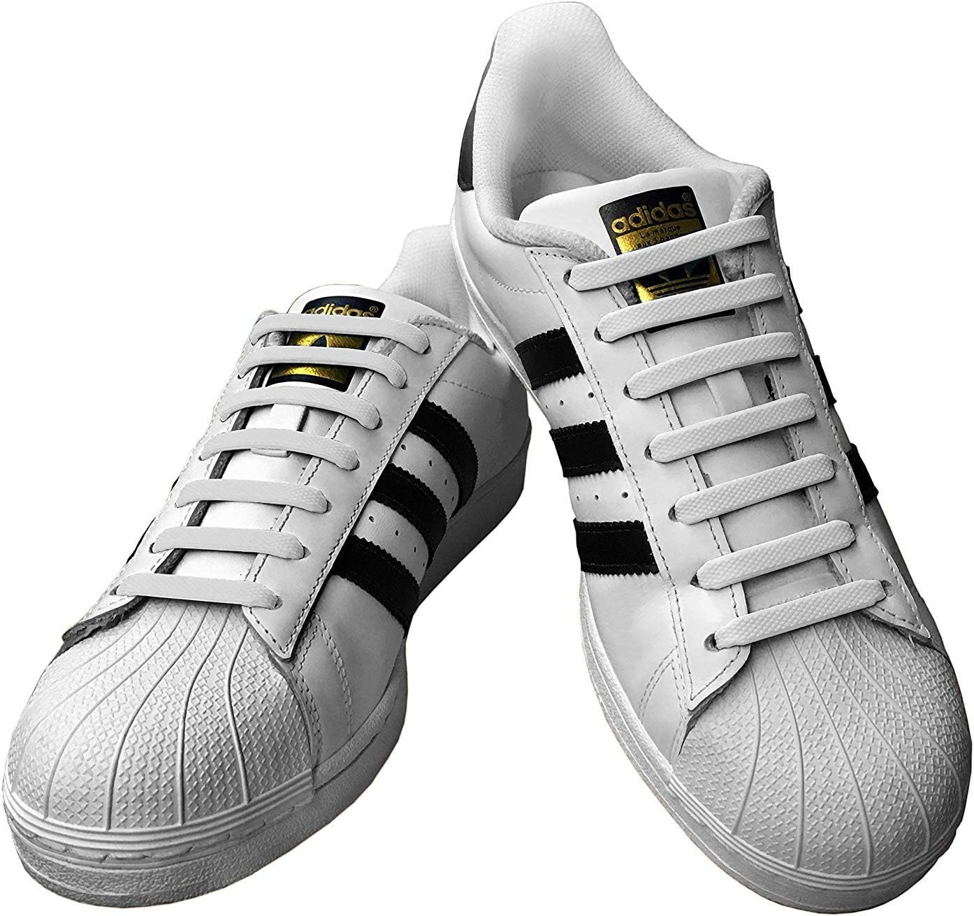 Qi Laces Kicks Adults White - Tieless Elastic Silicone No Tie Shoelaces
