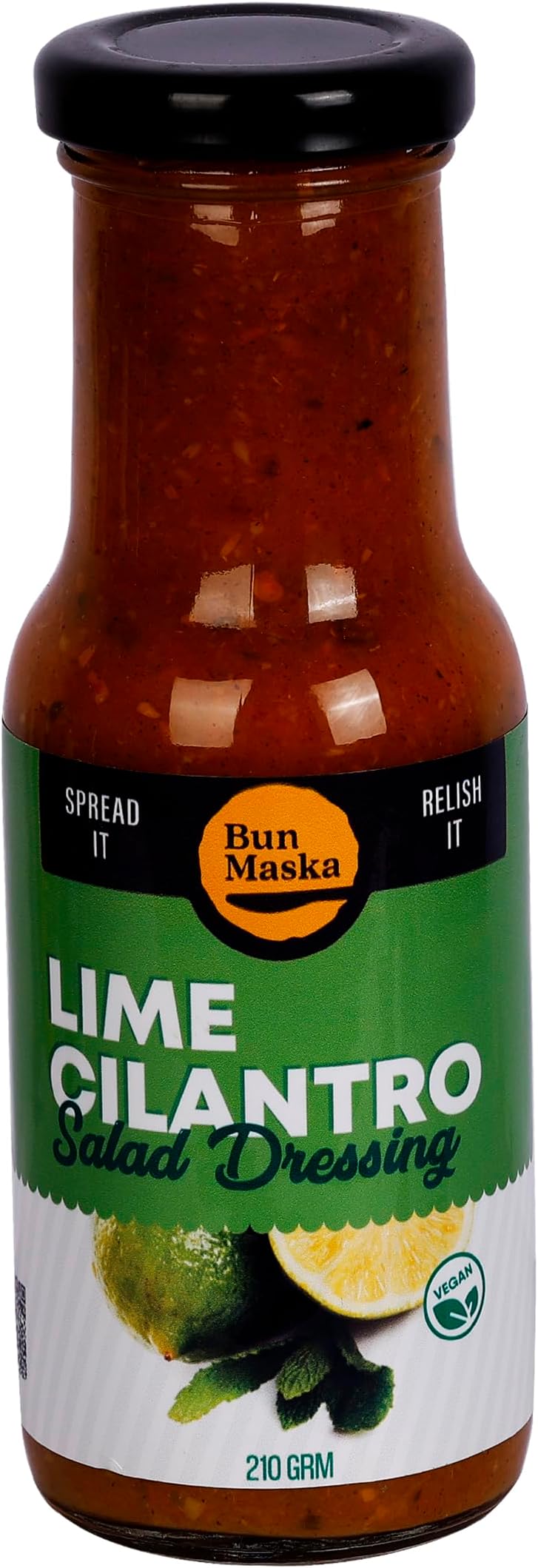 Bun Maska Lime Cilantro Salad Dressing Fresh Ingredients | 100% Vegan and Low Carb | Fresh Sweet and Lime Salad Dressing | Ready To Eat | Healthy | Gourmet Salad Dressing (210g)