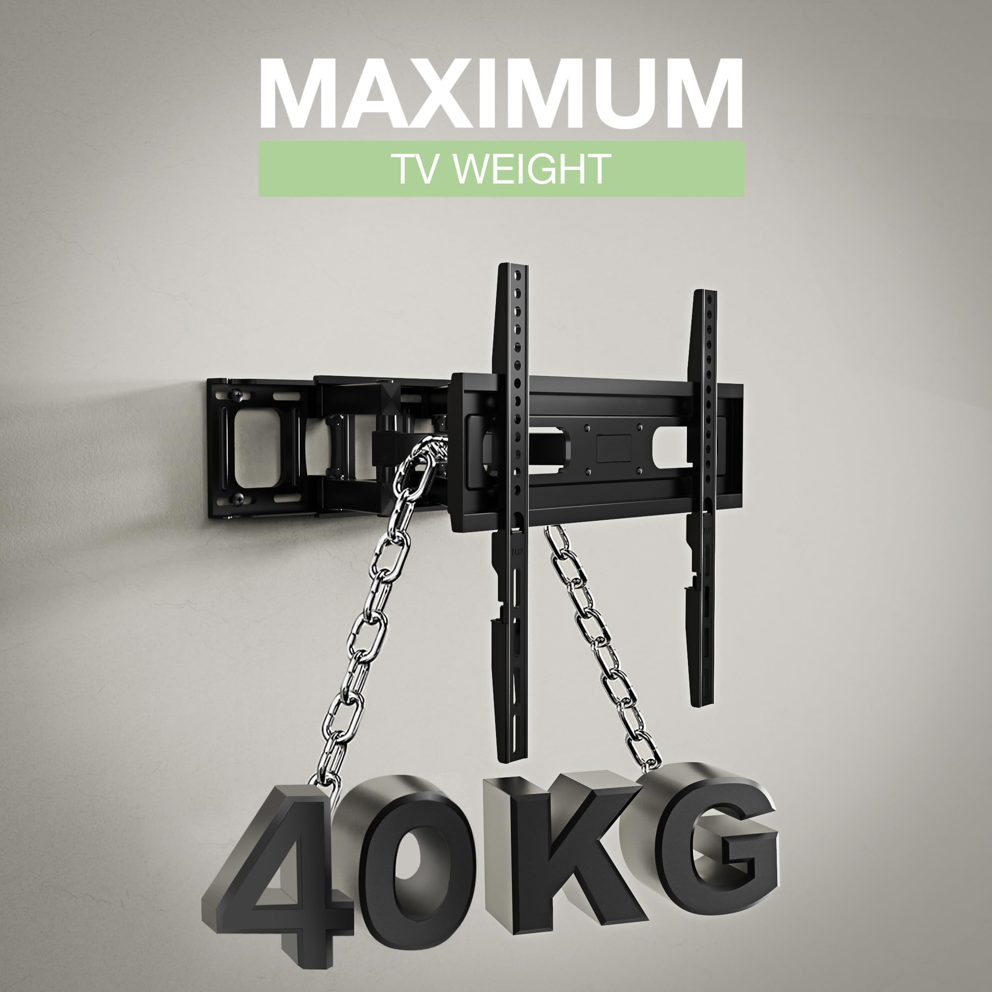 ATHLETIC Mocny, Uchylny i Obrotowy Uchwyt do TV Wieszak do Telewizora 32-65 Cali, VESA 100x100mm do 400x400mm, do Płaskich i Zakrzywionych Telewizorów, Maksymalna Waga 40 kg