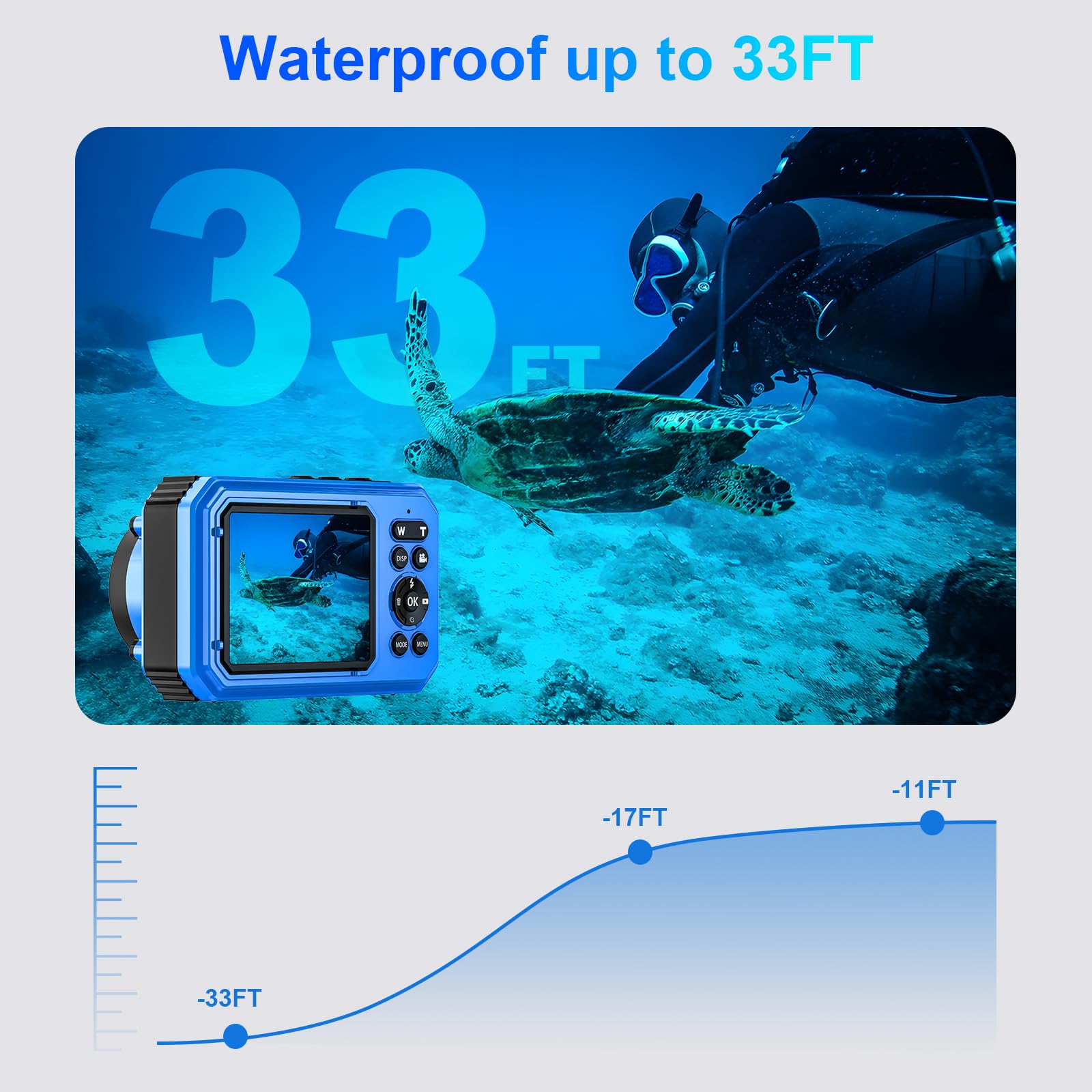 Amazon | デジタルカメラ - 4K 56MP 33FT UHD 水中カメラ