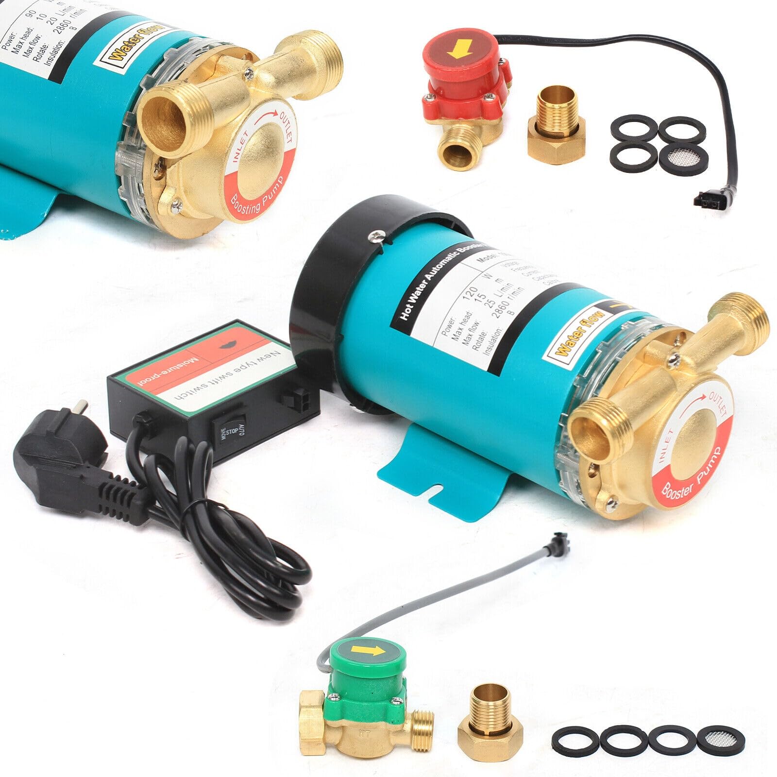 Pompa automatica booster 220 V 120 W, pompa di circolazione per acqua calda, 25 l/min, pompa di circolazione, pompa di aumento della pressione da giardino, 2850 giri/min, per doccia, giardino, aumento