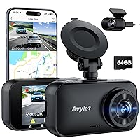 Avylet Dash Cam Auto 4K/2.5K+1080P,5GHz WiFi Doppia Dashcam Con 64G Scheda,Telecamera per Auto IPS 2.8”,ADAS Corsia Assist,170° Grandangolo,24H Parcheggio,Visione Notturna,G