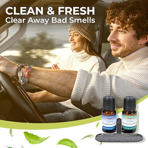 Miniatura 10 de THIEN AN - Juego de ambientadores para automóvil, aroma a romero y eucalipto, fragancia natural para automóvil con difusor de automóvil (0.3 onzas