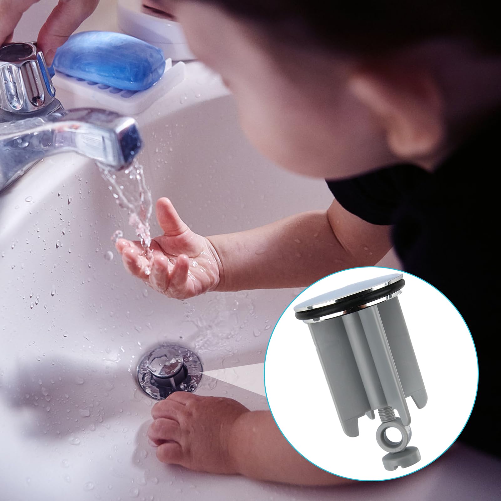 2 Pièces Bouchon Lavabo Pop-Up 34-40mm - Évier Salle De Bain Cuisine Avec Filtre Anti-Cheveux Filtre Lavabo