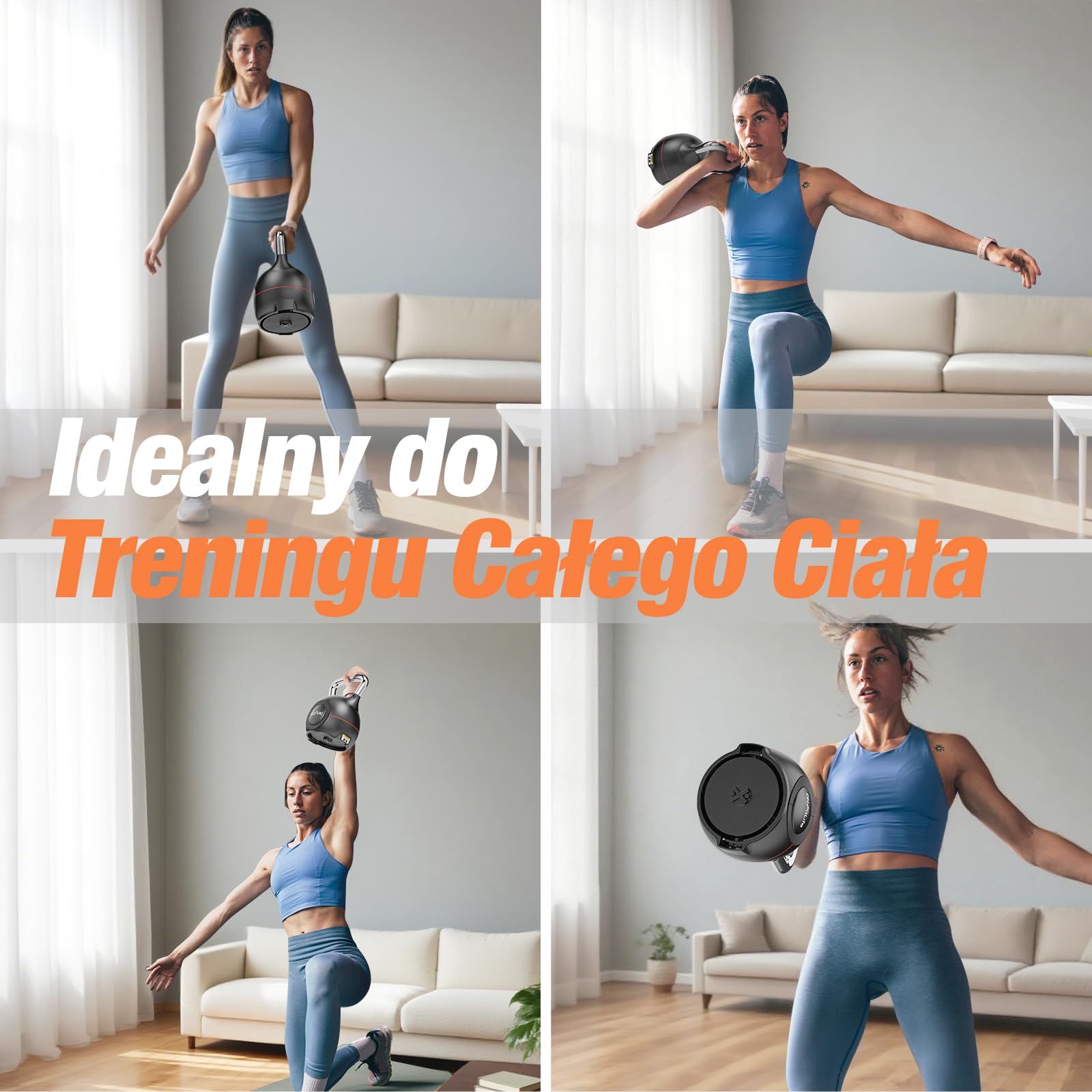 DH FitLife Regulowany Kettlebell 7w1 (1,5-10 kg) – Odważnik Kulkowy z 7 Poziomami Wagi do Treningu Domowego i Fitness, Kompaktowy i Oszczędzający Miejsce