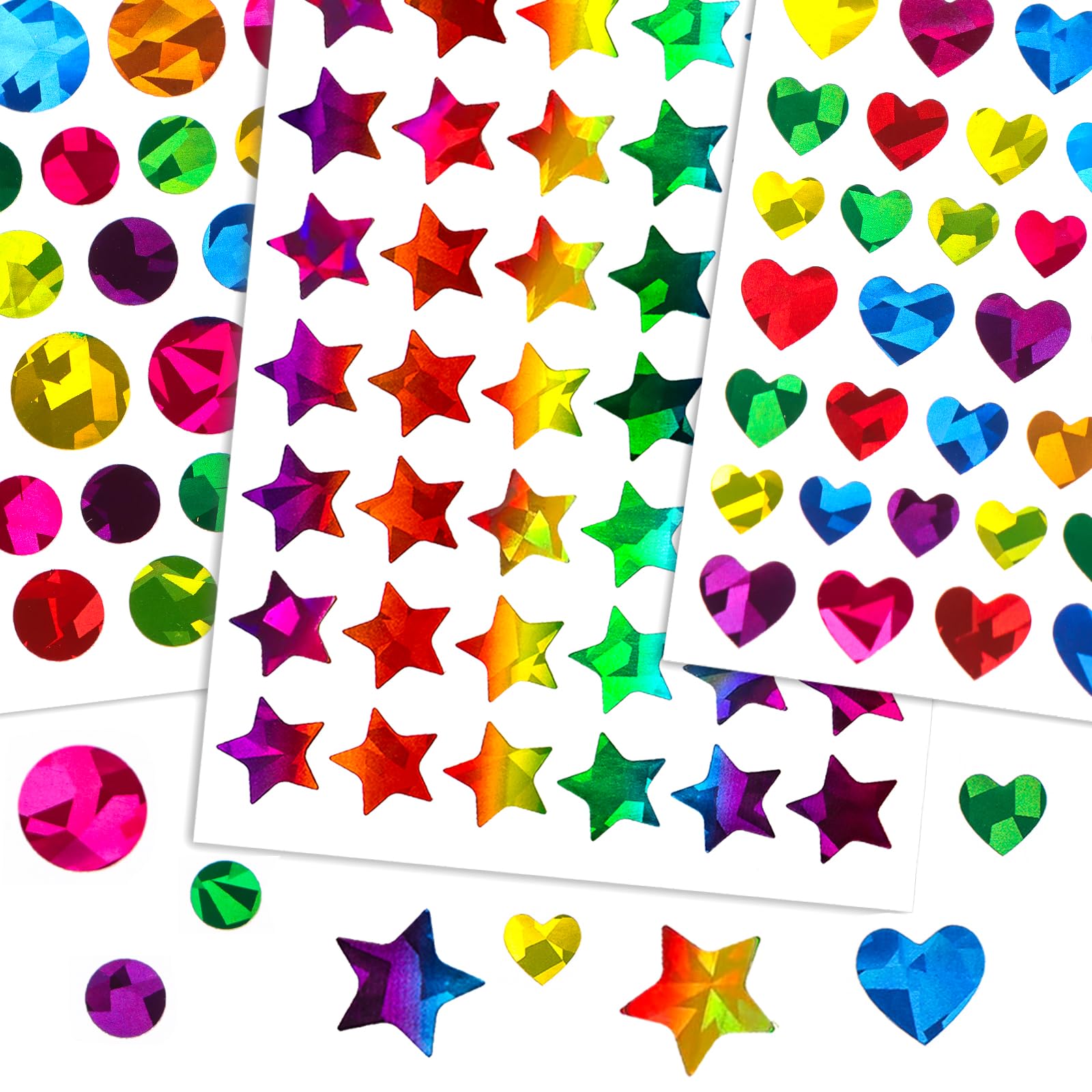 GEBETTER 1710Pcs Pegatinas Gomets Stickers Estrellas Corazones Círculos 30 Hojas, Recompensa Niños Decoración Regalo Manualidad Infantil Marcar Organizar Objeto Hogar Aula Oficina Multicolor