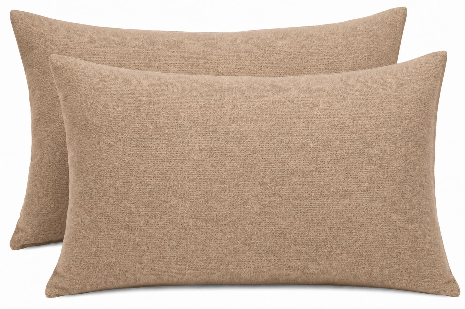 Night Zone Pair Of Pillow Case Flannelette 100% Brushed Cotton 2 x Pillow Cases Housewife Plain Cover Bedroom Pair Pack (Latte)