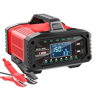 YONHAN 15A Battery Charger, Adjustable Current Car Battery Charger,12V/24V LiFePO4 Lead Acid Trickle Charger, Desulfator with Temperature Compensation for AGM, STD, Gel, Deep Cycle Batteries - Amazon product rated Grade A