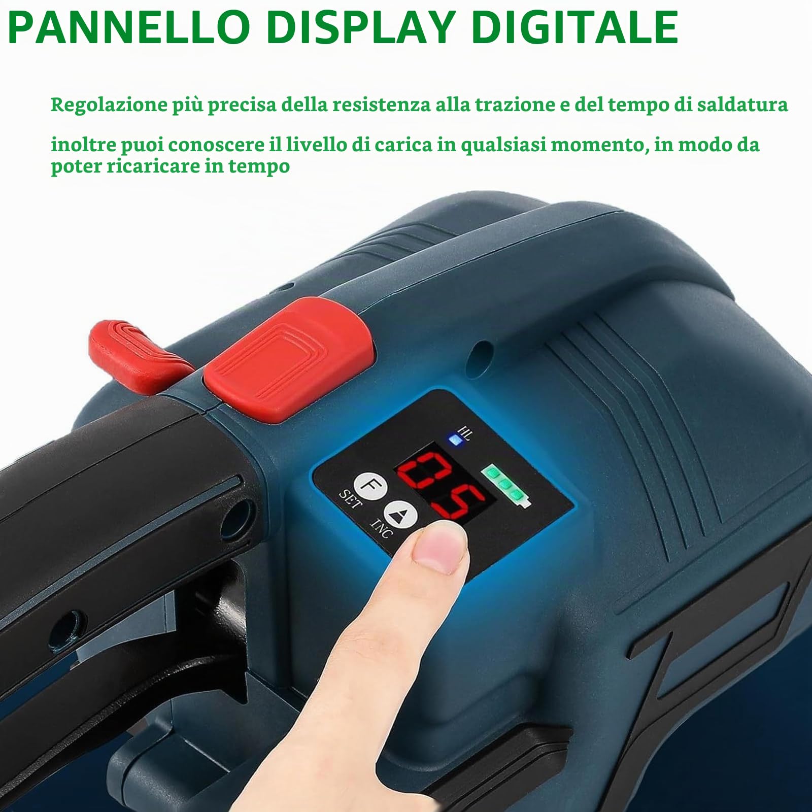 Tendireggia Elettrica, Tendireggia Automatica, Batteria da 4000mha, per Reggiatrice Elettrica Portatile da 1/2in-5/8in PP/Pet con Schermo LCD