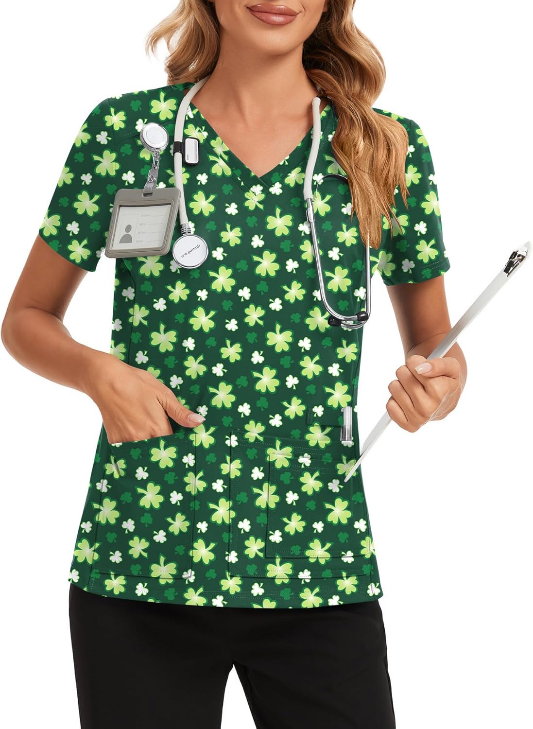 Scrubs for Women 2026 Spring Summer V-Neck Short Sleeve Scrub Tops Comfort Fit Knit...