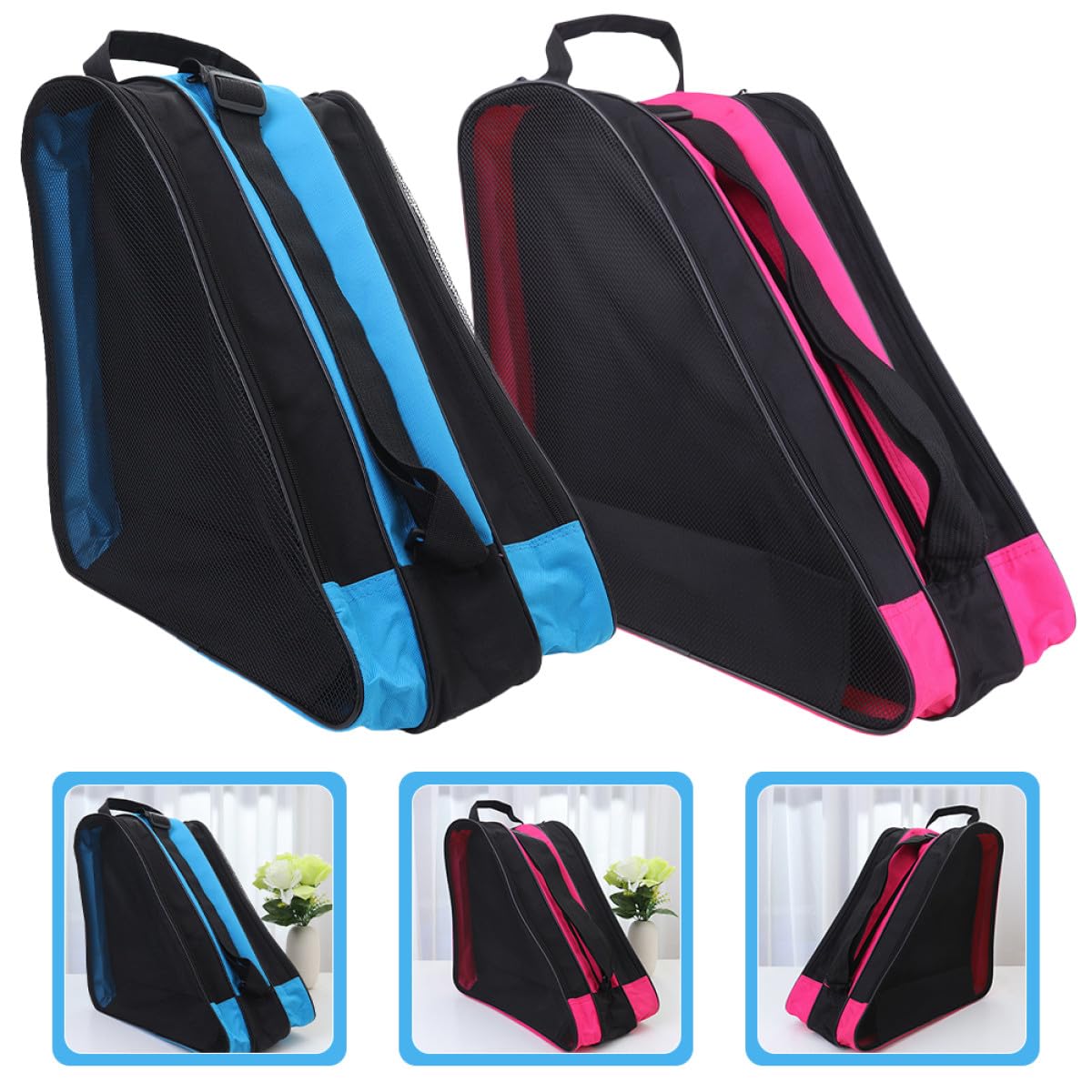 2 Stück Rollschuhtasche Rucksack aus Oxford Gewebe mit Reißverschluss Verschleißfest für Schultertasche zum Aufbewahren und Transport von Rollschuhen und Inlineskates