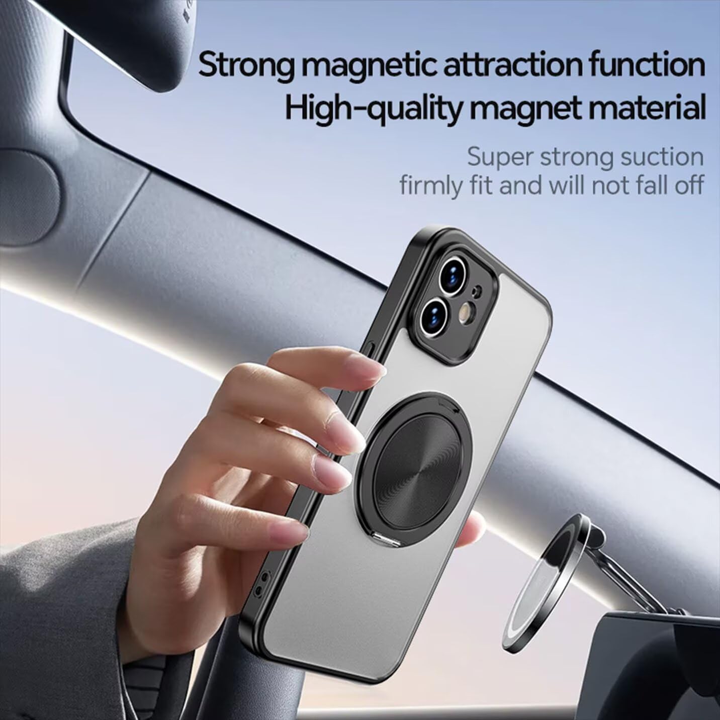 BORYA Etui do Motorola Moto G85 / Moto Edge 50 Fusion, Ultra cienkie, odporne na wstrząsy magnetyczne półprzezroczyste matowe etui TPU + PC Case, miękkie silikonowe etui z uchwytem pierścienia 360°