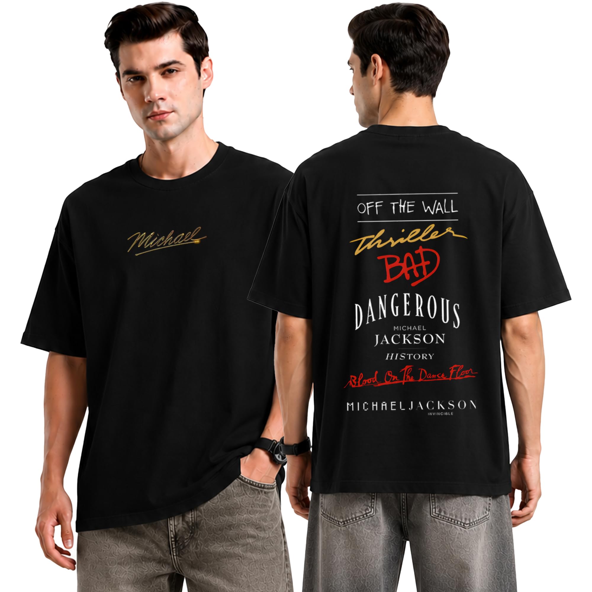 sillystyle Michael Jackson Oversized Black Tshirt for Men and Women MJ Drop Shoulder Unisex Cotton Baggy Loose Fit T-Shirts-picture-10