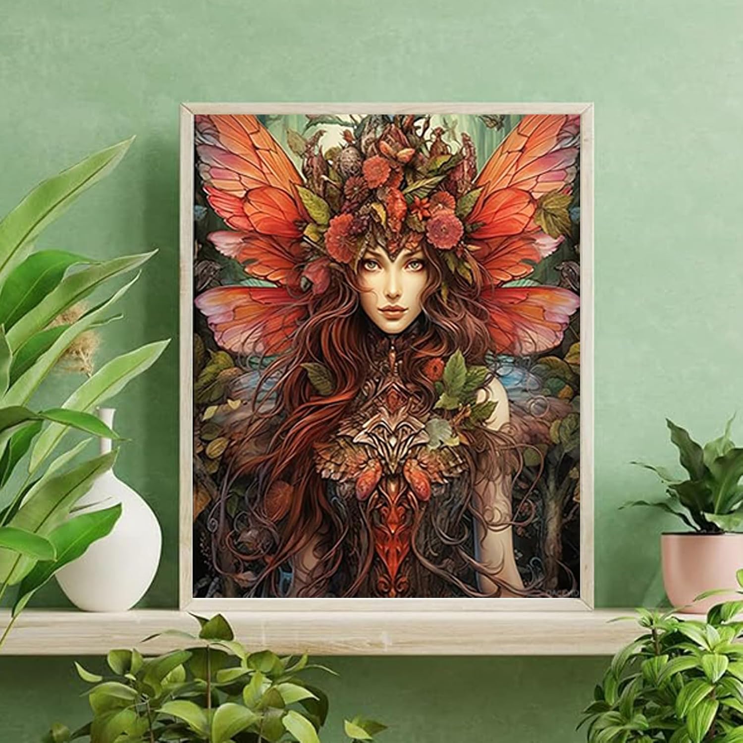 QACEYID Beautiful Woman Paint by Numbers Kits with Brushes and Acrylic Flowers Pigment on Canvas Painting for Adults, Fairy Woman Arts Crafts Project for Home Wall Decor Gifts 16x20 inch image 2