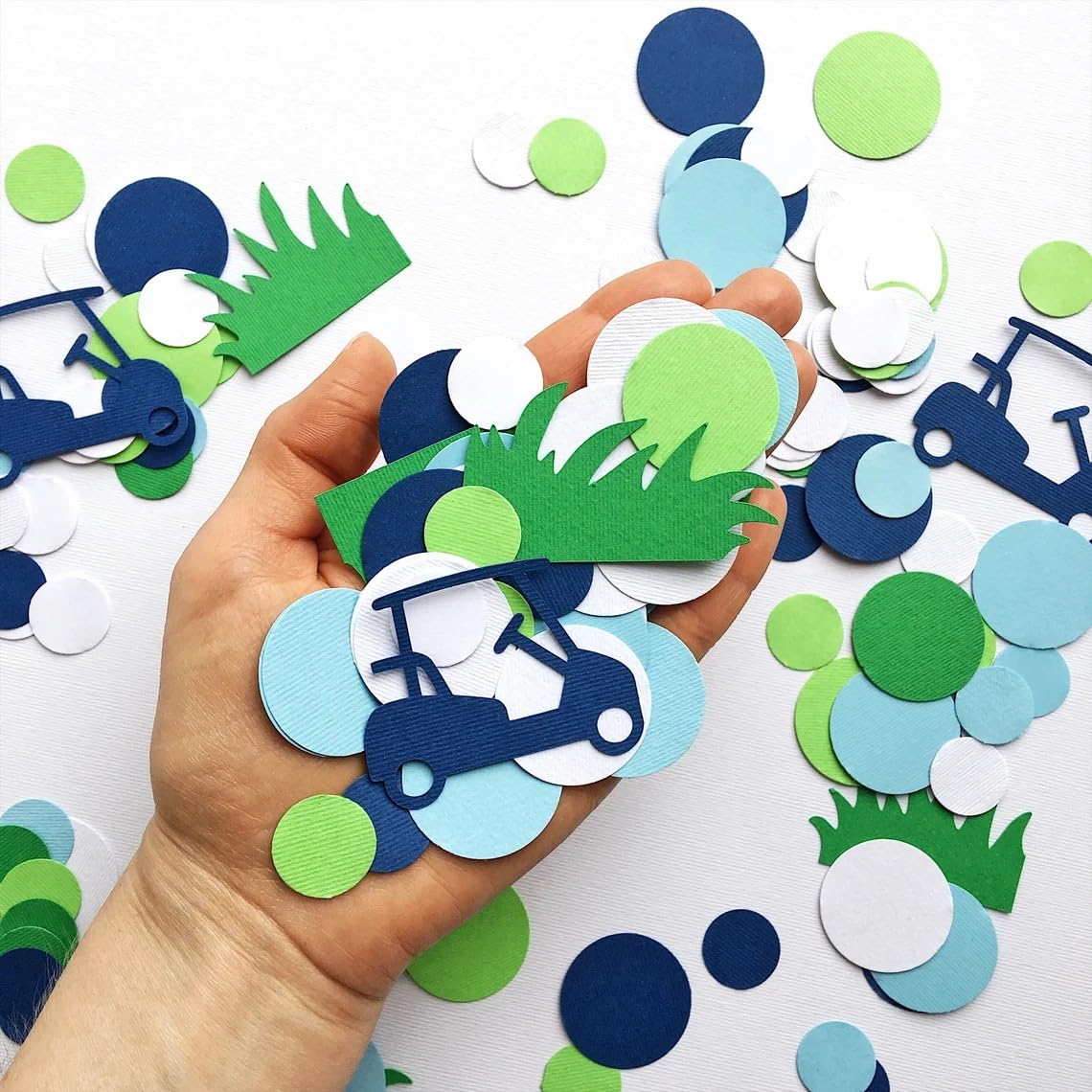 E-ASUM100 Pieces Golf Confetti - Hole In One First Birthday Party Table Decoration, Golf Themed Party Table Confetti for Baby Shower Retirement (Blue)