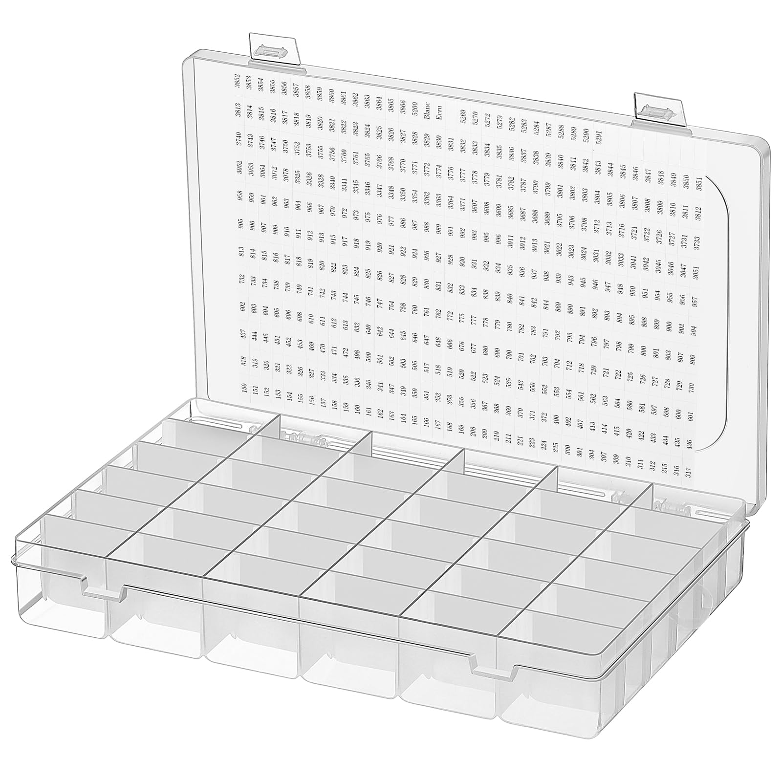 Queekay Embroidery Floss Organizer Box Set, Includes Compartments Cross Stitch Organizer Box, Plastic Floss Bobbins and 1790 Number Stickers for Thread Sewing, 4 Sets(36 Grids,100 Pcs)