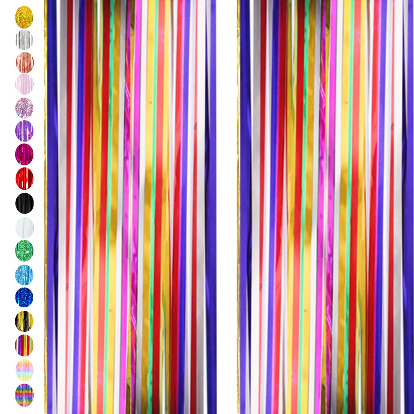 AILEXI 2 confezioni 1M*2.5M tende frangia tenda luccicante decorazione della per compleanno forniture festa nozze - Multicolore