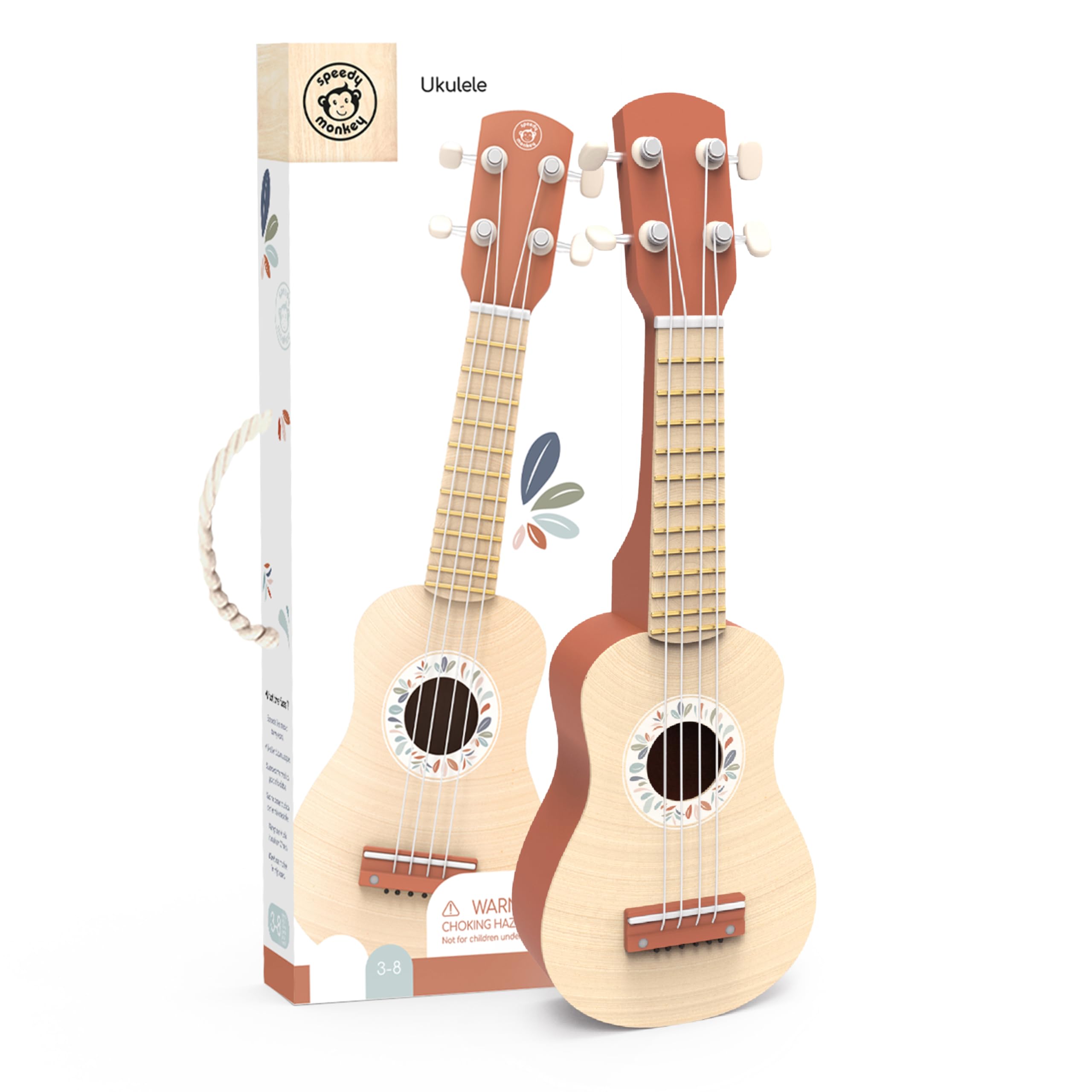  Speedy Monkey Kids Wooden Ukulele - Beautiful Terracotta 4-String Musical Instrument for Musical Development
| Speedy M