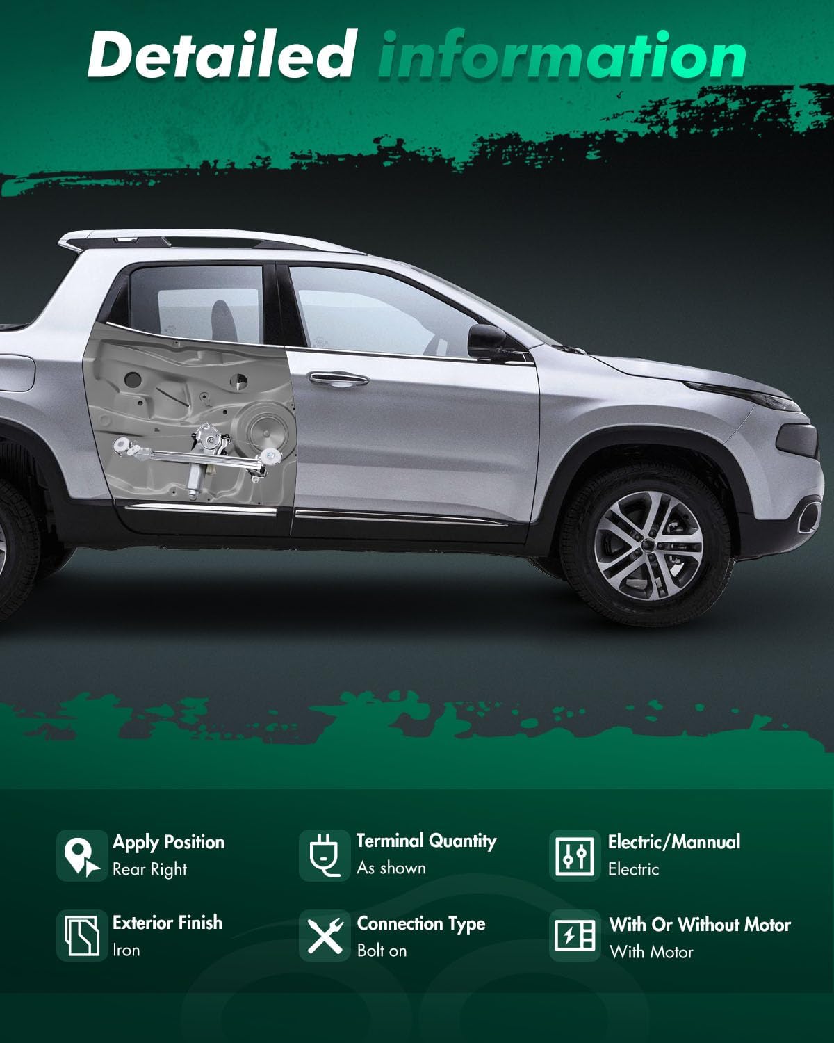 SCITOO Power Window Regulator and Motor fit for 2004 2005 for Chevrolet for Classic Rear Right Side 741-167