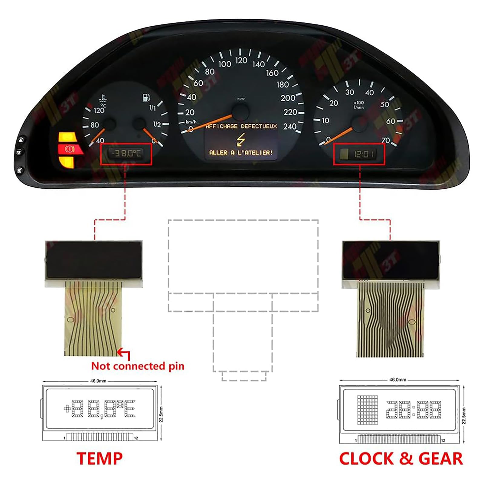 Auto sinistra e destra informazioni LCD Display Screen sostituzione Fit per W210 W208 W202 R170 strumento cluster facile installazione schermo