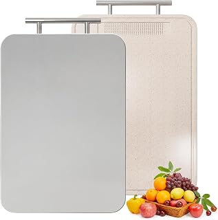 2-in-1 Titanium Cutting Board, Double-Sided Ti & Wheat Straw Cutting Boards for Kitchen, Titanium Cutting Board BPA Free Food for Meat Bread Vegetables Fruit, Dishwasher Safe (36 x 25cm)