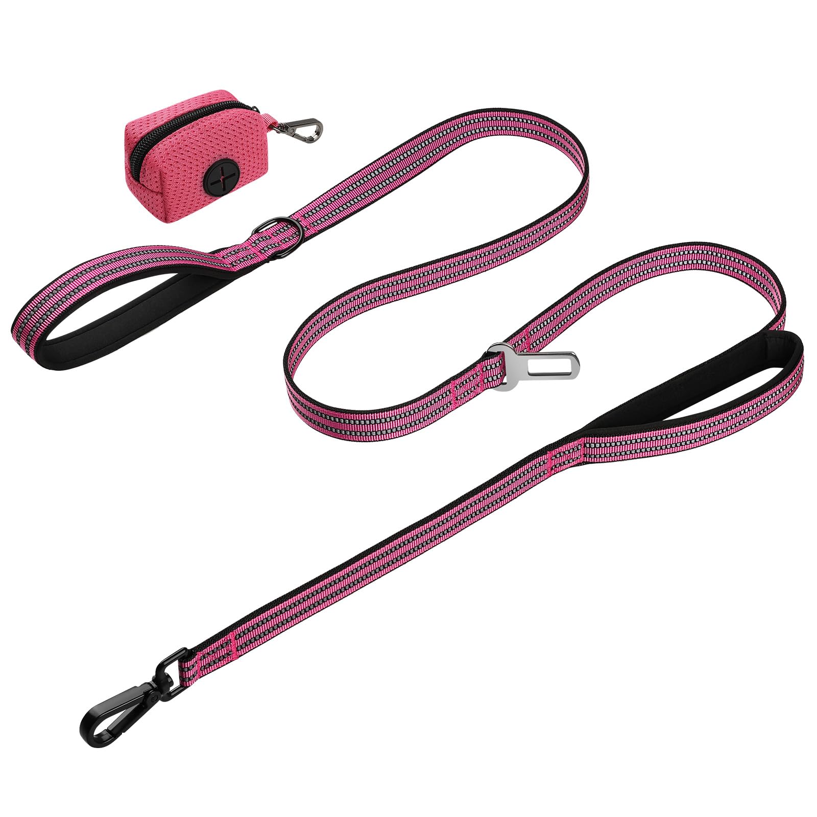 WINGOIN Correa resistente para perros grandes, medianos y pequeños, correa táctica reflectante de entrenamiento para perros con asas dobles, soporte para bolsa de excrementos, hebilla de seguridad,