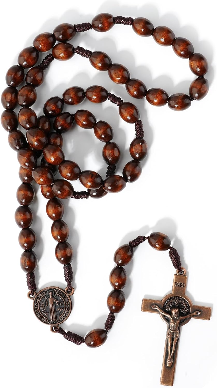 Rosary Beads Necklace Handmade Wooden Rosarios Catolicos Metal Cross For Catholic Or Christian Gift Men&Women Necklaces