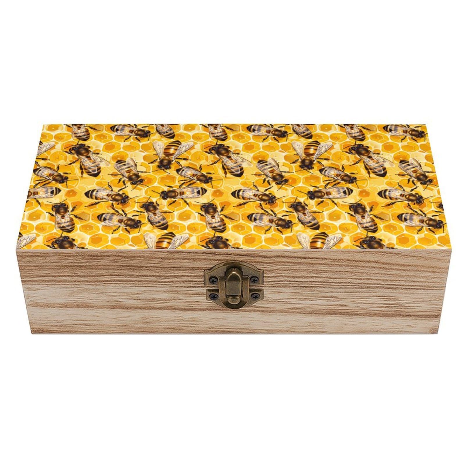 Cgsbngha Style Ho-Neys-Bees Hive Wooden Storage Boxes With Lid Memory Box Decorative Organiser For Office And Home