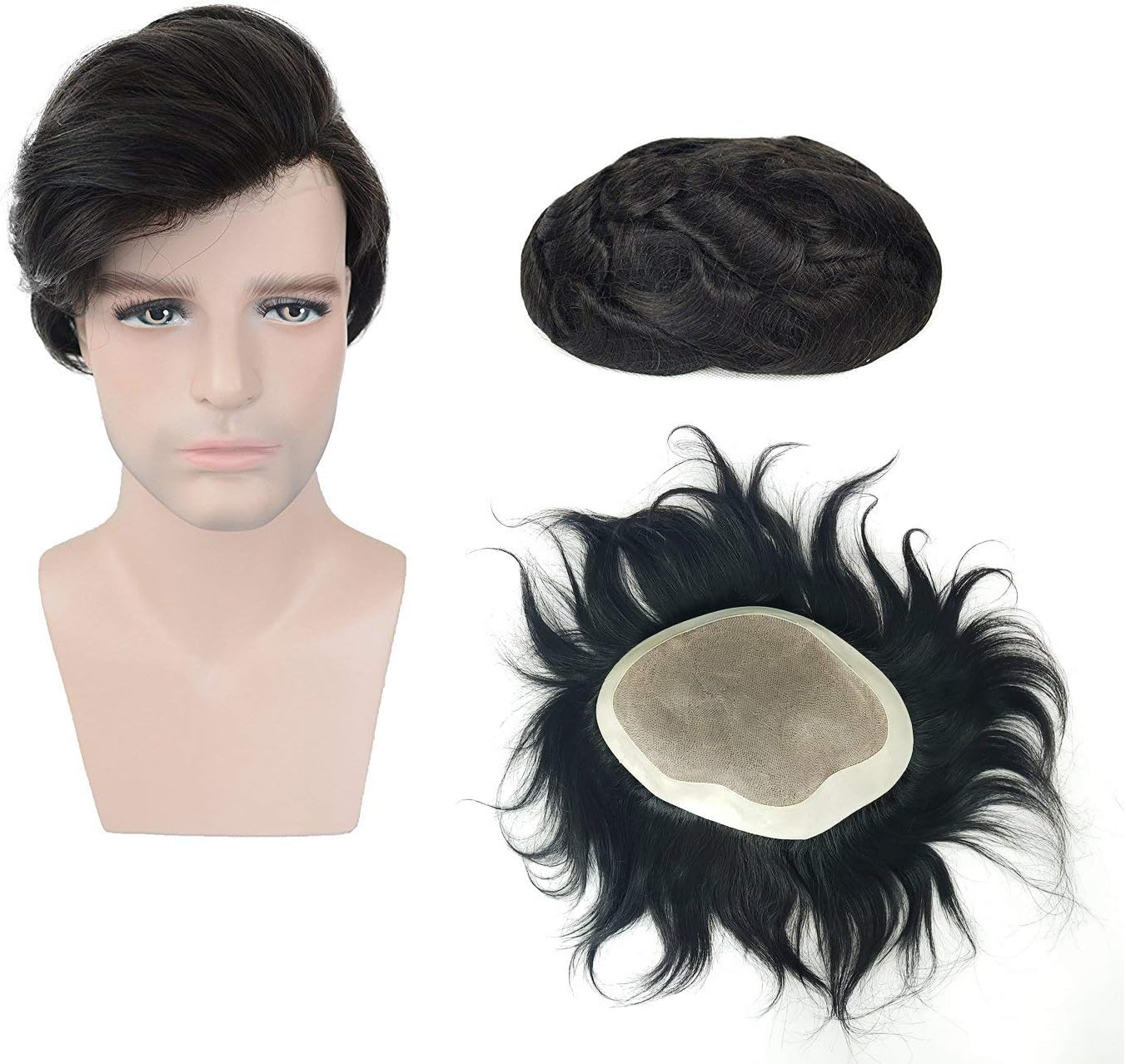 BLUSHIA SIZE 11X9 Size 100% Human Hair Toupee/Patch/Human Hair Wig Non Surgical Hair Loss Solution For Men And Boys (Natural Black 11X9)