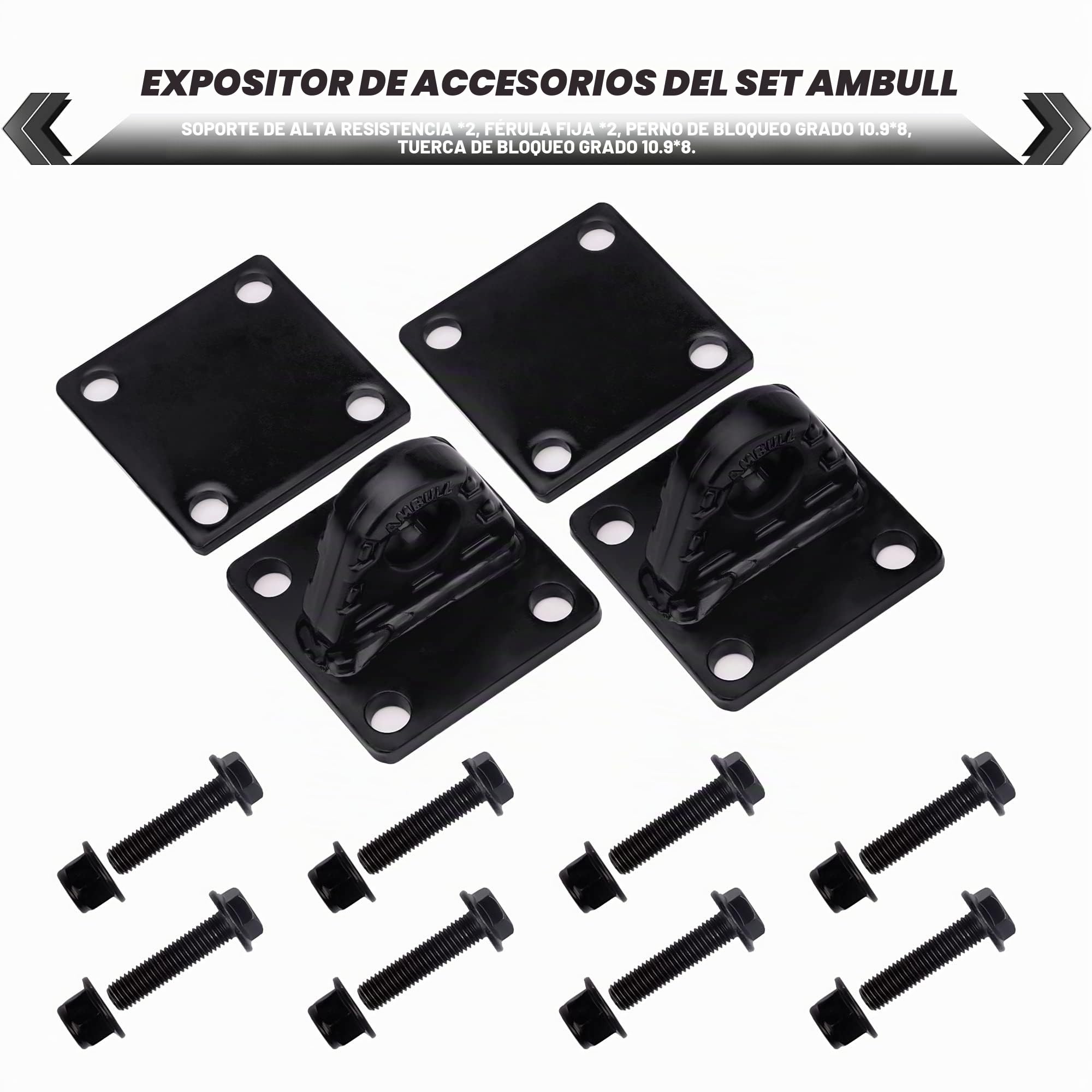 Paquete de 2 grilletes de Anillo en D con Placa Trasera, Soporte de grillete de Parachoques de Montaje de Horquilla de 5 toneladas, Color Negro