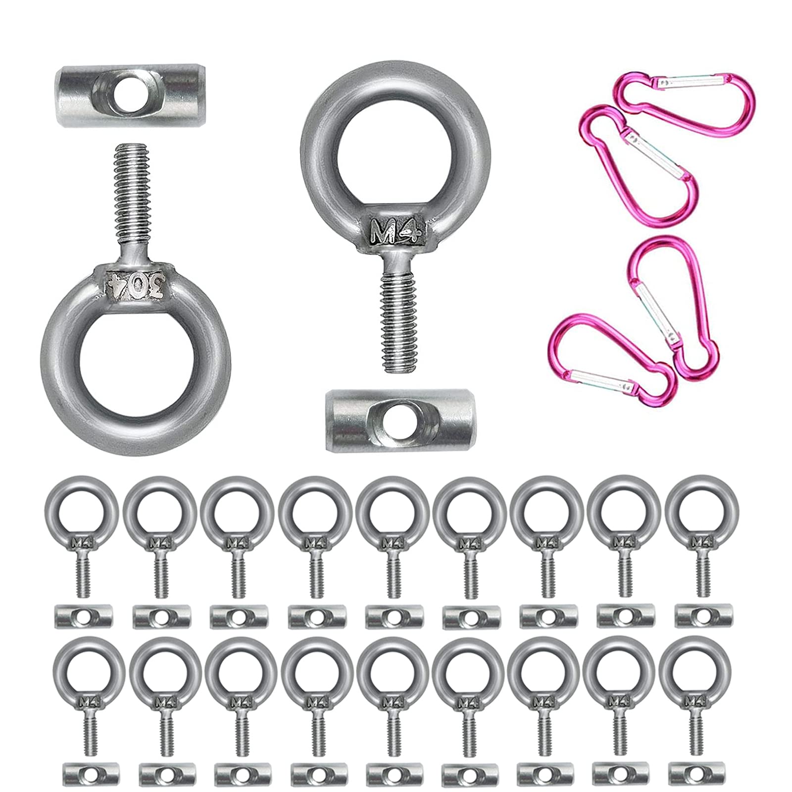 Stainless Steel Awning Stopper Piping Stopper with 4 Carabiner Blocking Kit for Piping Rail V VV Caravan Motorhome Campervan Boat Multifunctional (18)