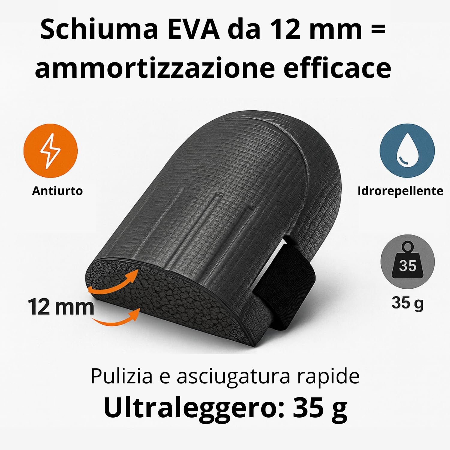 Ginocchiere da lavoro in EVA | Comfort duraturo, assorbimento degli urti | scratch regolabile | Fai da te, piastrellatura, giardinaggio | Coppia leggera e resistente all'acqua | Nero